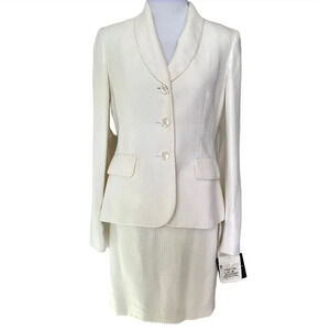 Jones New York Skirt Suit Ivory Amalfy Coast Office Business Woman Size 4